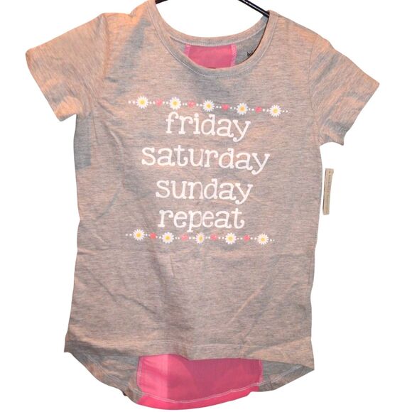 BOBBI BROOKS girls medium 7/8 hi-low gray white glitter graphic t-shirt - Picture 1 of 4